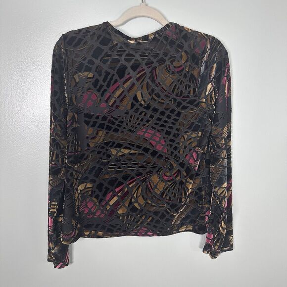 Vtg Saint Clair Womens Velvet Burnout Long Sleeve Top Fairy Grunge Whimsigoth - Picture 5 of 5